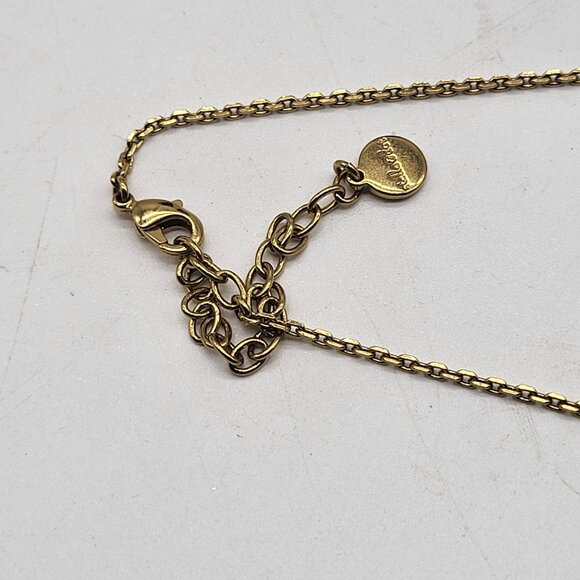 Stella & Dot Gold Tone Rhinestone Crescent Bar Pendant Necklace - Picture 11 of 12